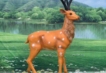 別墅小區玻璃鋼動物裝飾擺件梅花鹿雕塑