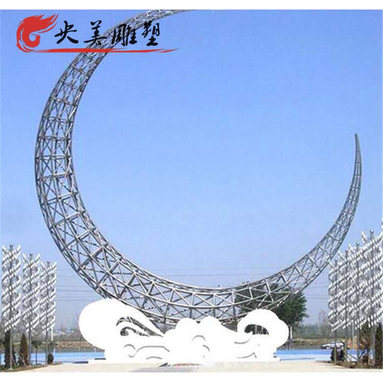 網格鐵藝不銹鋼鏤空月亮景觀雕塑圖片 網格鐵藝不銹鋼鏤空月亮景觀雕塑圖片