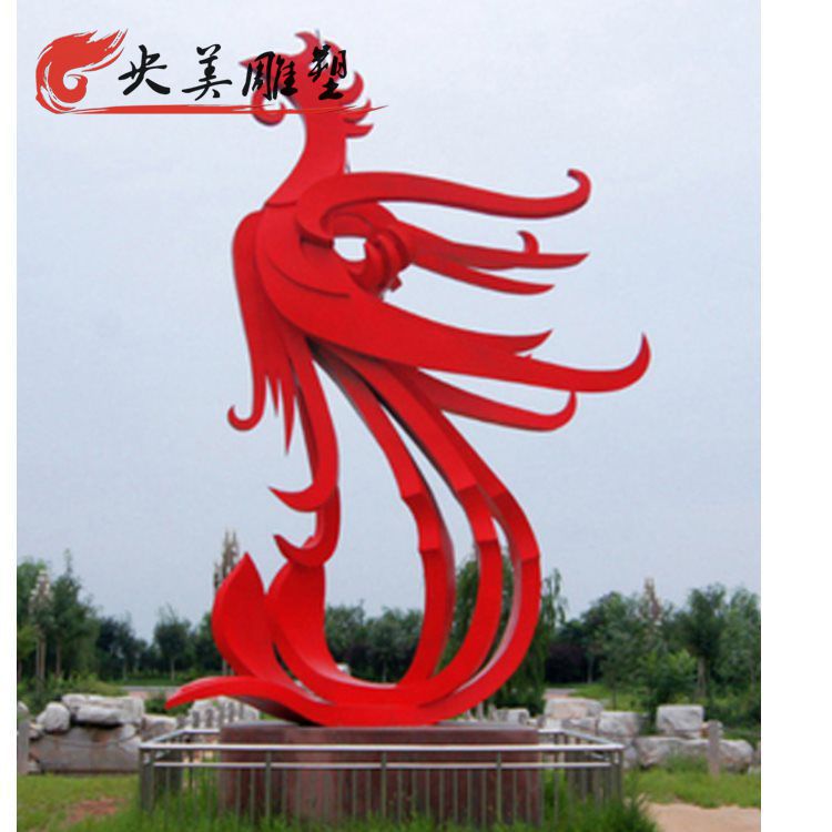 城市廣場昂首直立的不銹鋼抽象鳳凰景觀雕塑圖片 城市廣場昂首直立的不銹鋼抽象鳳凰景觀雕塑圖片