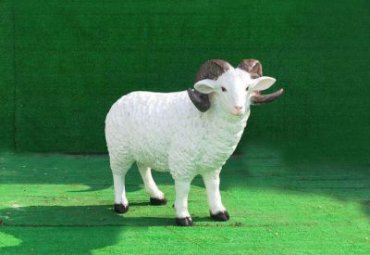 玻璃鋼仿真動物草坪園林綿羊雕塑