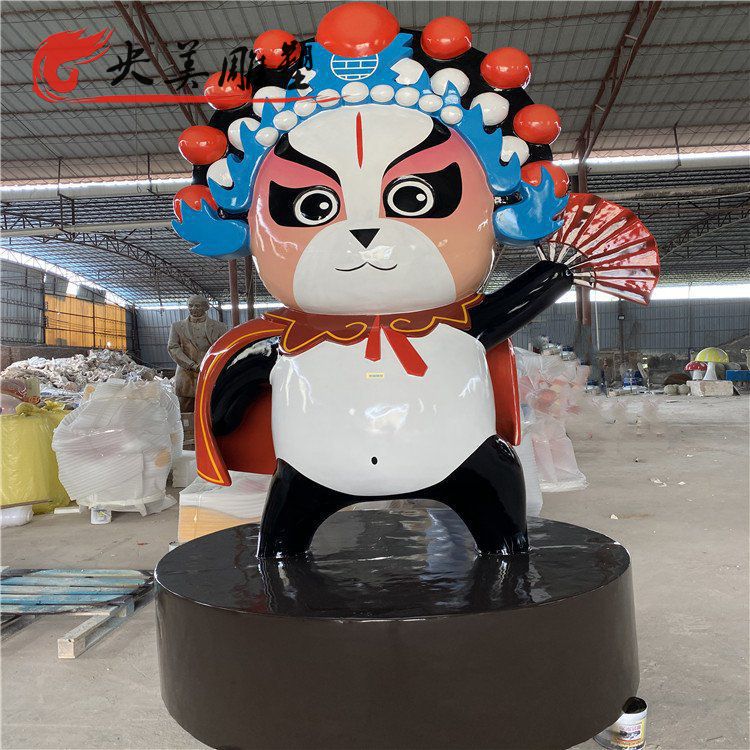 會展擺放創意玻璃鋼彩繪京劇熊貓卡通人物圖片 會展擺放創意玻璃鋼彩繪京劇熊貓卡通人物圖片