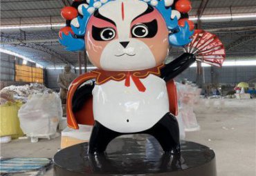 會展擺放創意玻璃鋼彩繪京劇熊貓卡通人物