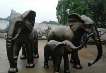 景區動物園仿真動物景觀玻璃鋼仿銅大象雕塑