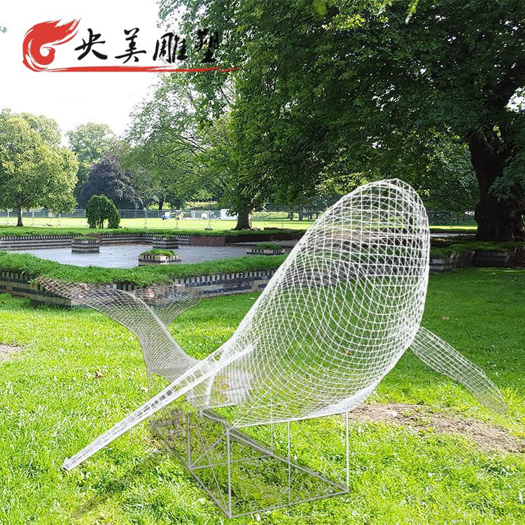 園林戶外不銹鋼網格鏤空金屬抽象鯨魚雕塑圖片 園林戶外不銹鋼網格鏤空金屬抽象鯨魚雕塑圖片