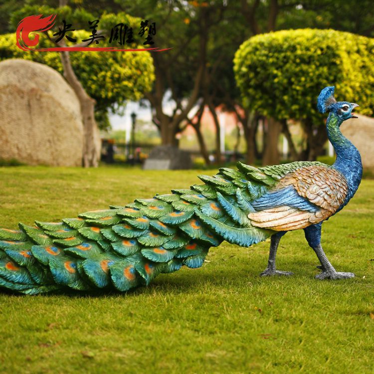 公園草坪玻璃鋼仿真孔雀雕塑園林景觀動物裝飾擺件圖片 公園草坪玻璃鋼仿真孔雀雕塑園林景觀動物裝飾擺件圖片