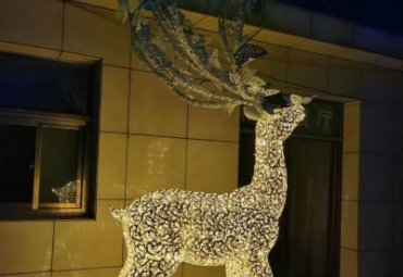 公園不銹鋼抽象動物景觀發光照明梅花鹿雕塑