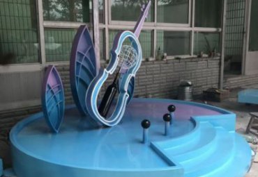 商場園林了不銹鋼抽象創意大提琴雕塑