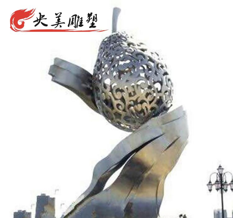 廣場擺放不銹鋼鏤空梨子城市園林景觀雕塑圖片 廣場擺放不銹鋼鏤空梨子城市園林景觀雕塑圖片