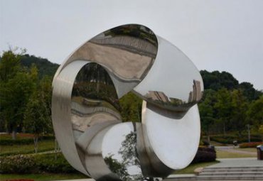不銹鋼鏡面抽象花朵園林廣場雕塑景觀擺件