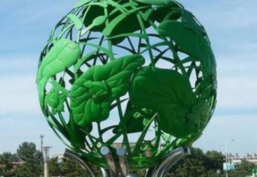 公園廣場不銹鋼創意荷花鏤空球雕塑