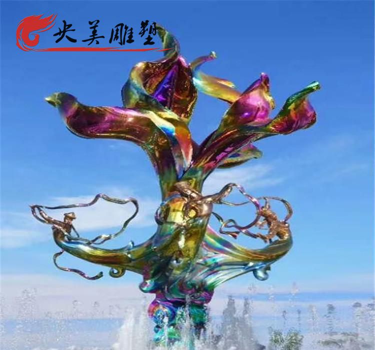 景區廣場噴泉擺放不銹鋼烤漆仙女抽象人物雕塑圖片 景區廣場噴泉擺放不銹鋼烤漆仙女抽象人物雕塑圖片