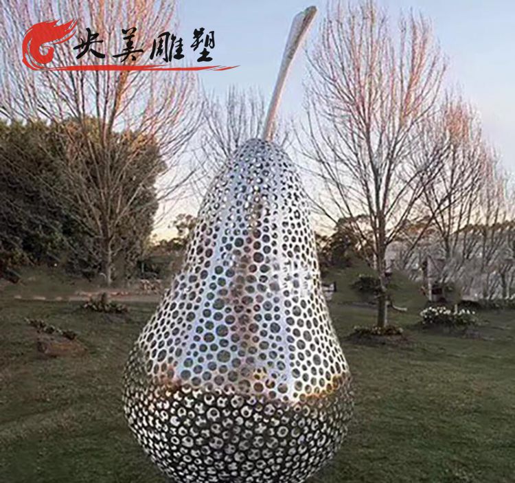 城市戶外園林?jǐn)[放不銹鋼鏤空鴨梨小品雕塑圖片 城市戶外園林?jǐn)[放不銹鋼鏤空鴨梨小品雕塑圖片