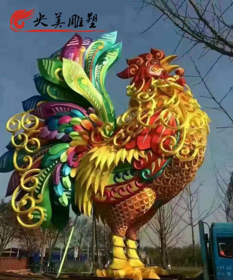 廣場擺放大型彩繪玻璃鋼公雞園林景觀動物雕塑圖片 廣場擺放大型彩繪玻璃鋼公雞園林景觀動物雕塑圖片