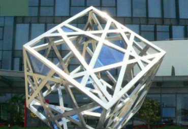 廣場擺放不銹鋼鏤空幾何魔方現代藝術景觀雕塑