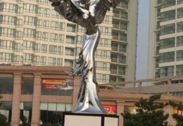小區廣場鏡面不銹鋼抽象西方天使女神人物雕塑