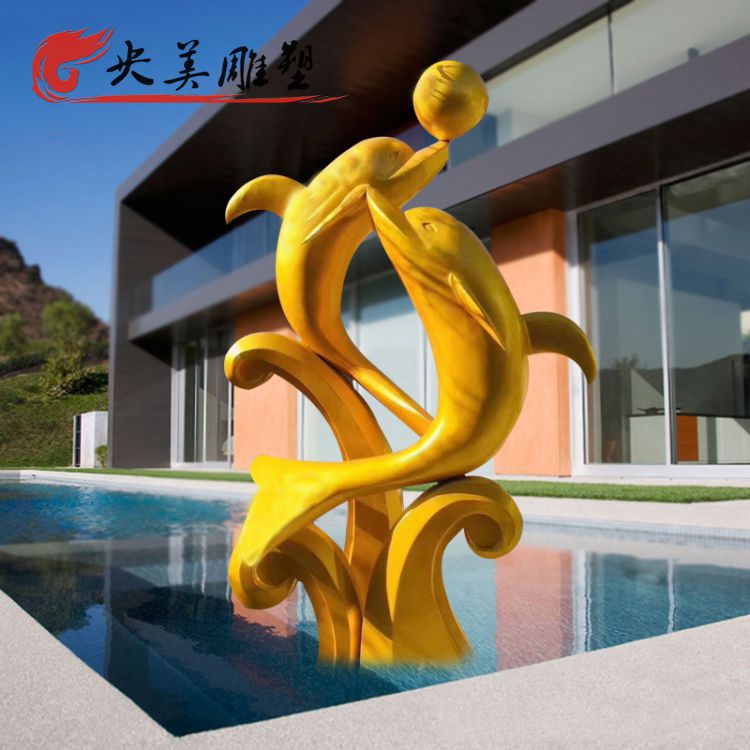 酒店會(huì)所玻璃鋼水景擺件玩球的海豚雕塑圖片 酒店會(huì)所玻璃鋼水景擺件玩球的海豚雕塑圖片