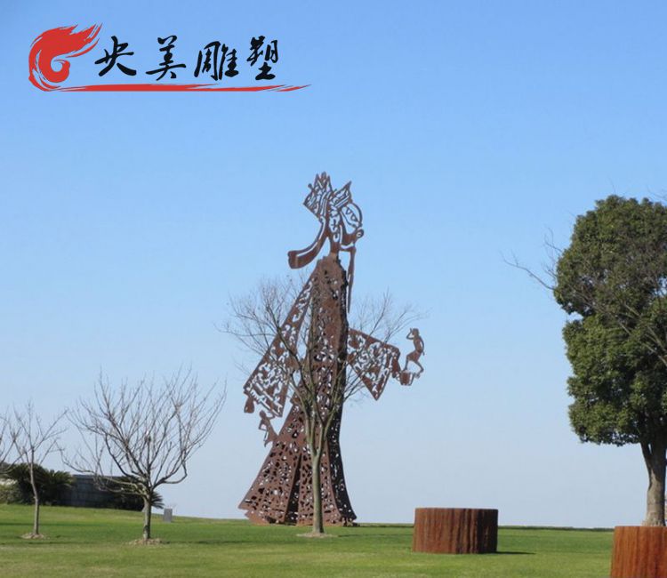 公園園林戶外擺放不銹鋼鏤空皮影戲人物雕塑圖片 公園園林戶外擺放不銹鋼鏤空皮影戲人物雕塑圖片