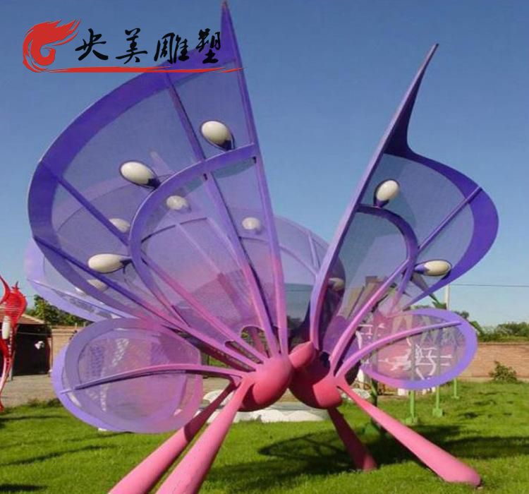 城市花園裝飾擺件玻璃鋼抽象紫色蝴蝶雕塑圖片 城市花園裝飾擺件玻璃鋼抽象紫色蝴蝶雕塑圖片