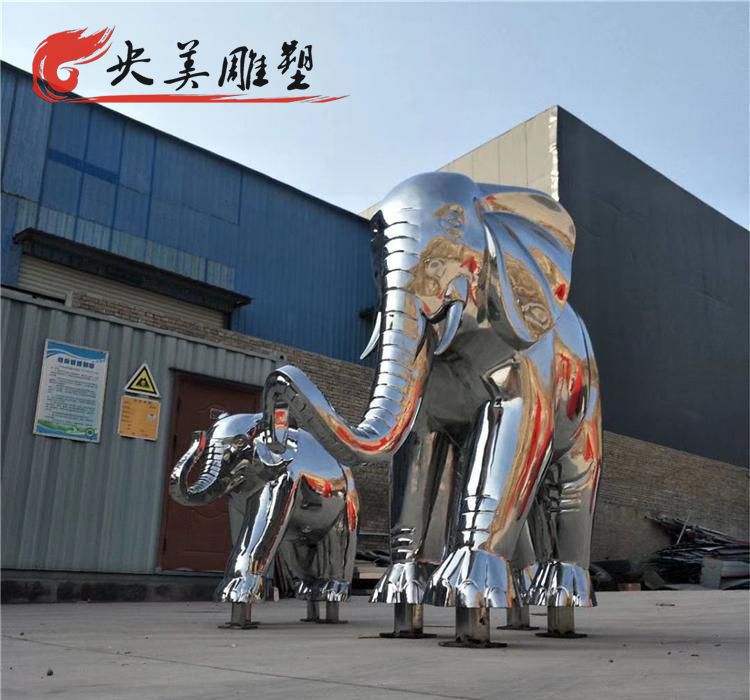 景點廣場戶外擺放不銹鋼鏡面母子大象園林景觀雕塑圖片 景點廣場戶外擺放不銹鋼鏡面母子大象園林景觀雕塑圖片