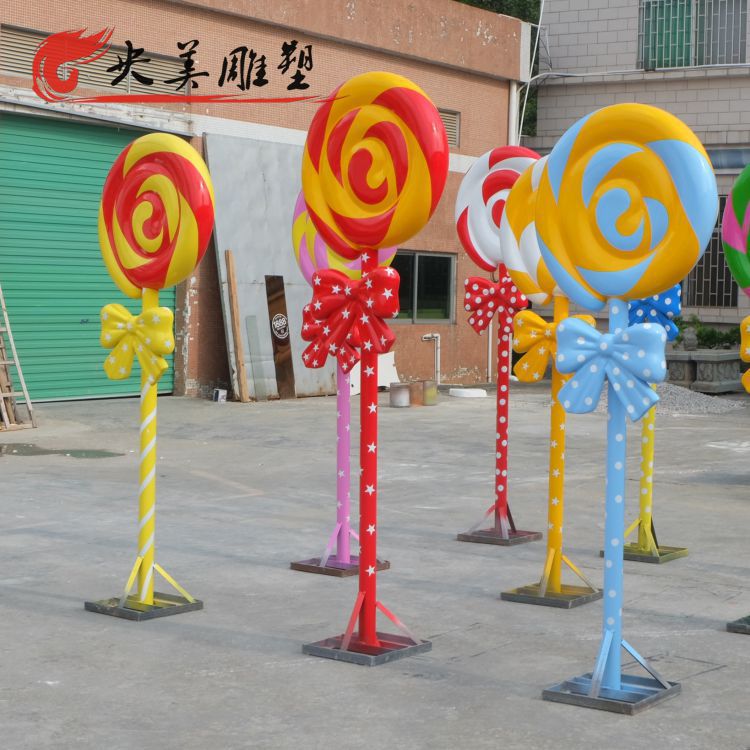 商場超市大型蝴蝶結彩色玻璃鋼棒棒糖雕塑圖片 商場超市大型蝴蝶結彩色玻璃鋼棒棒糖雕塑圖片