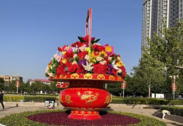 城市廣場玻璃鋼彩繪創意景觀大型節日慶典大花籃雕塑