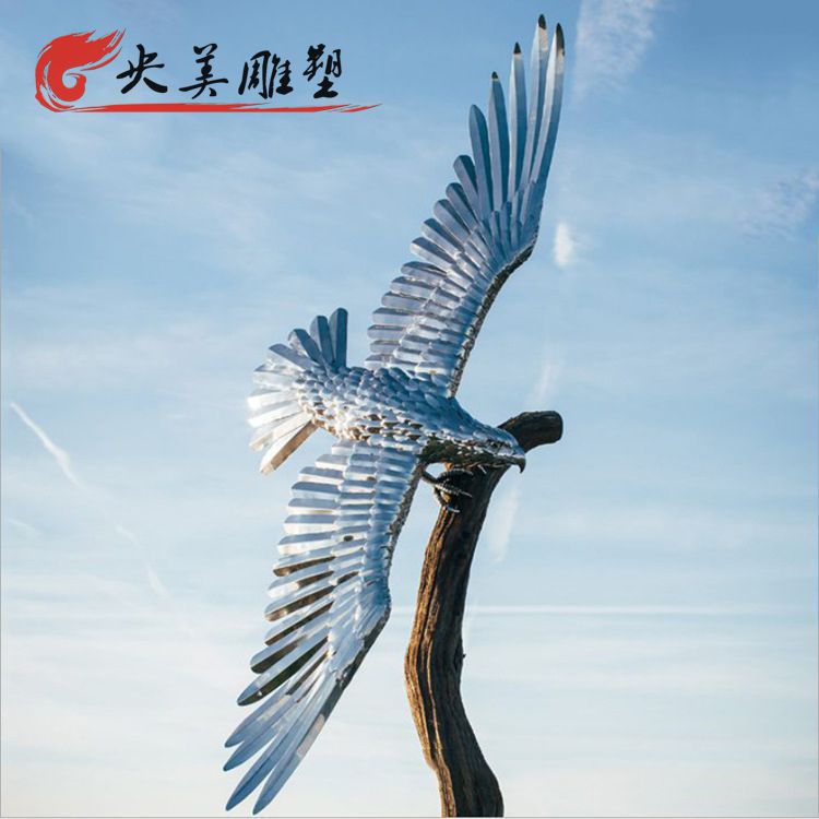 戶外園林不銹鋼鏡面抽象飛翔的老鷹雕塑圖片 戶外園林不銹鋼鏡面抽象飛翔的老鷹雕塑圖片