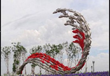 園林花園不銹鋼創意魚群雕塑擺件