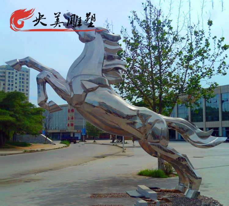 城市花園不銹鋼抽象奔騰的馬雕塑圖片 城市花園不銹鋼抽象奔騰的馬雕塑圖片