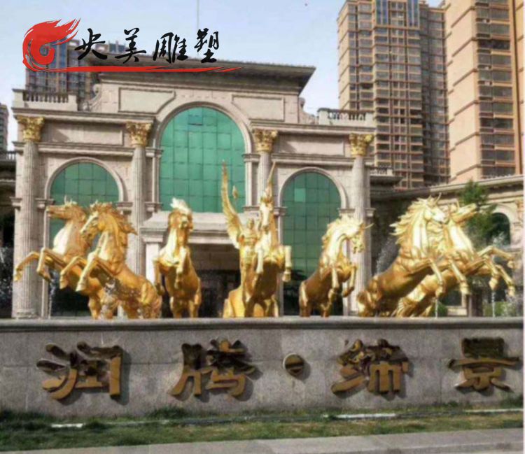 小區廣場擺放玻璃鋼仿銅漆金西方人物阿波羅戰車雕像圖片 小區廣場擺放玻璃鋼仿銅漆金西方人物阿波羅戰車雕像圖片