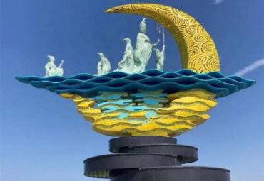 城市廣場創(chuàng)意不銹鋼鏤空月亮現(xiàn)代藝術景觀雕塑