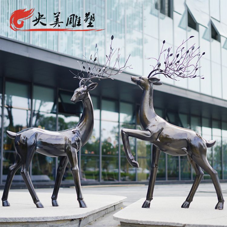 城市廣場玻璃鋼仿銅抽象梅花鹿裝飾雕塑圖片 城市廣場玻璃鋼仿銅抽象梅花鹿裝飾雕塑圖片